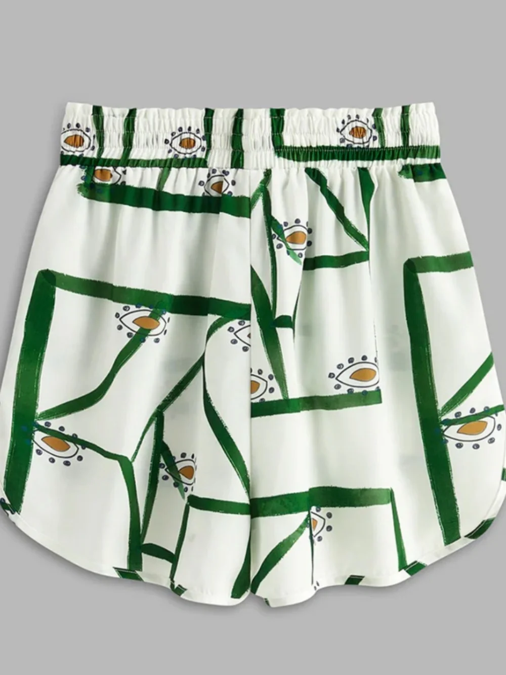 Commense Print Drawstring Relaxed Summer Linen Blend Shorts Size Large